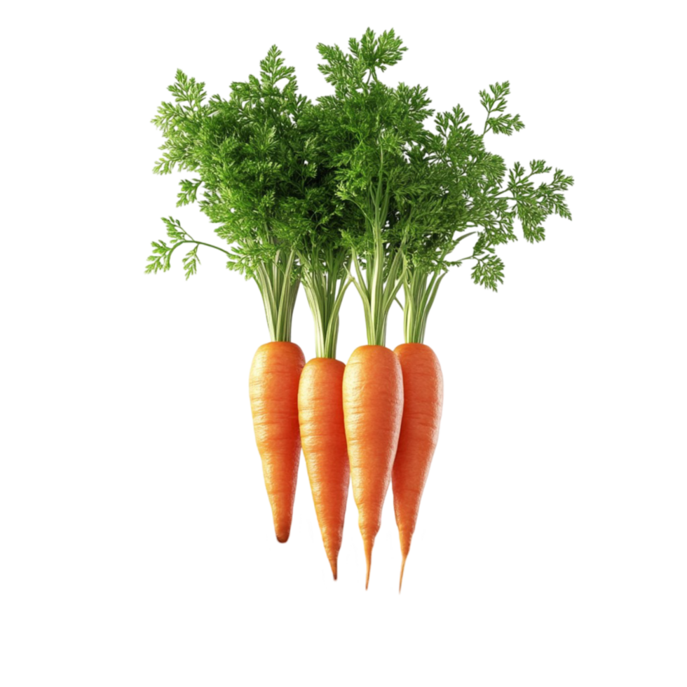 3D Carrots with Green Tops on Transparent Background png