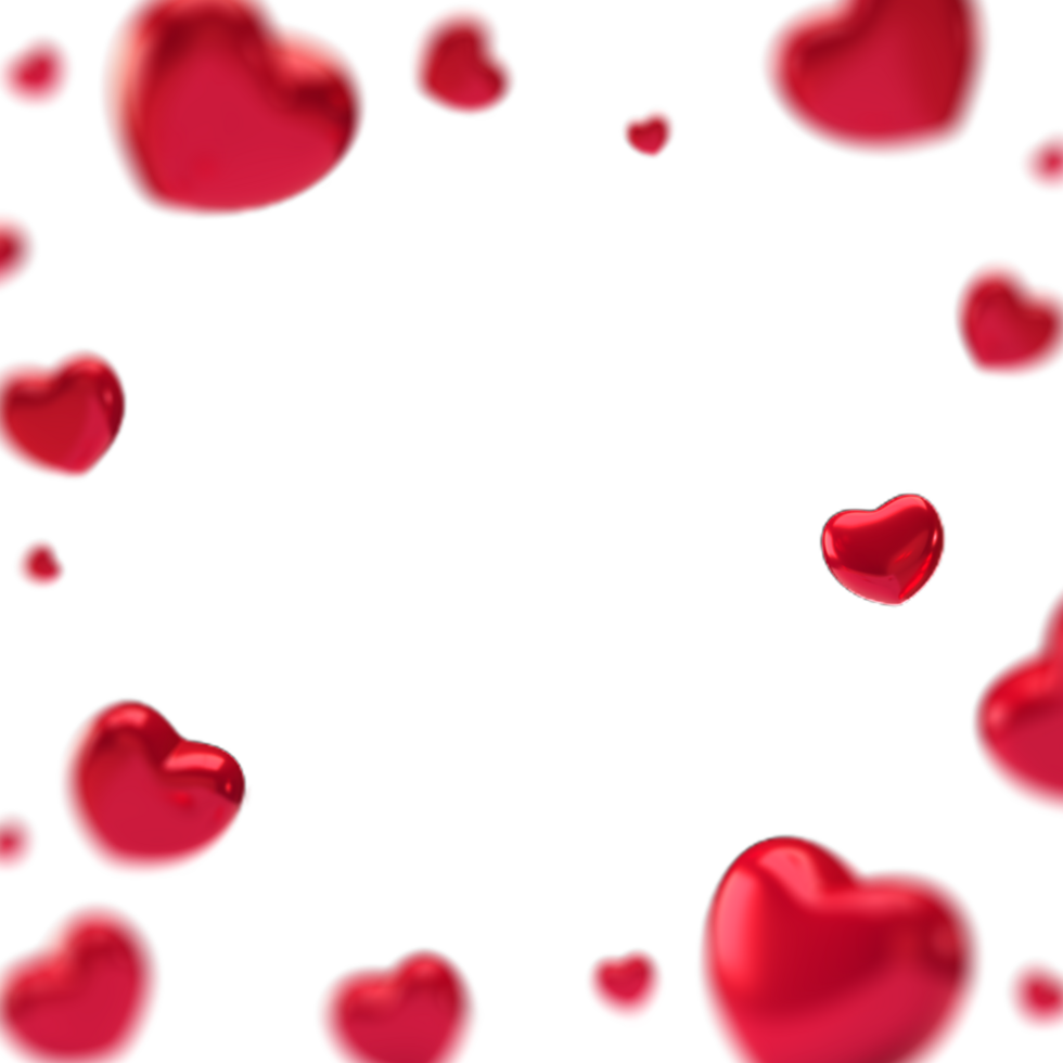 3D Valentine hearts background Red heart with blur png