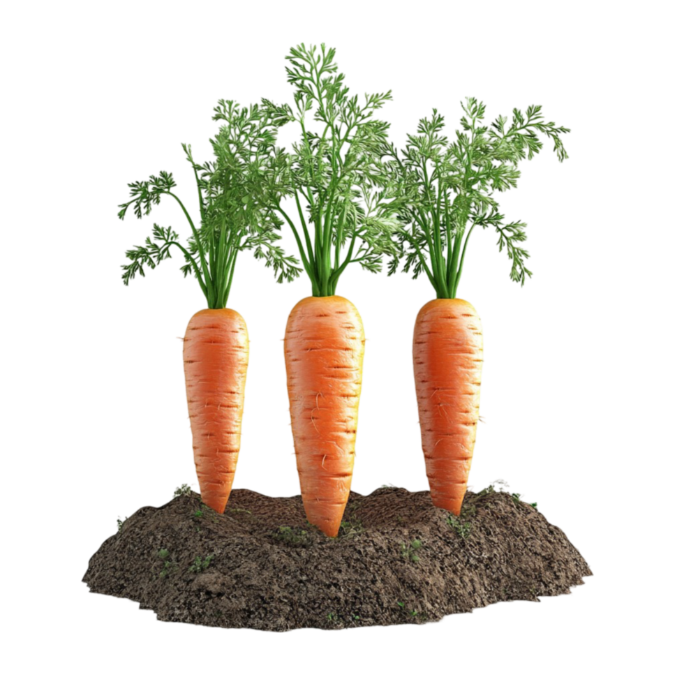 3D Growing Carrots in Soil png