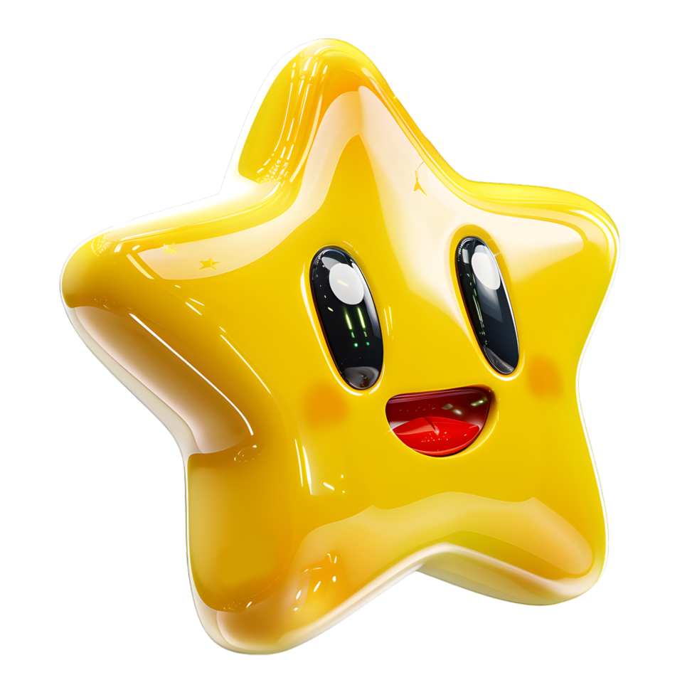 Cute yellow smiling star character png