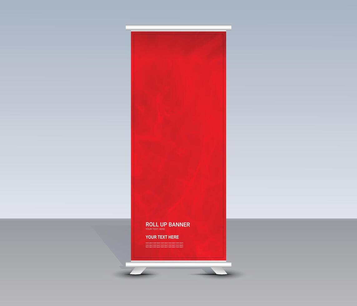 Modern red shadow roll up banner template design for cover and text vector