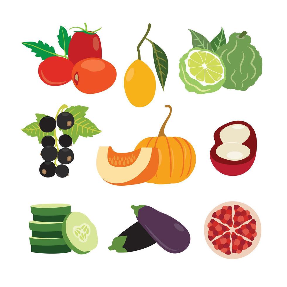 A Colorful Variety of Fruits and Vegetables vector