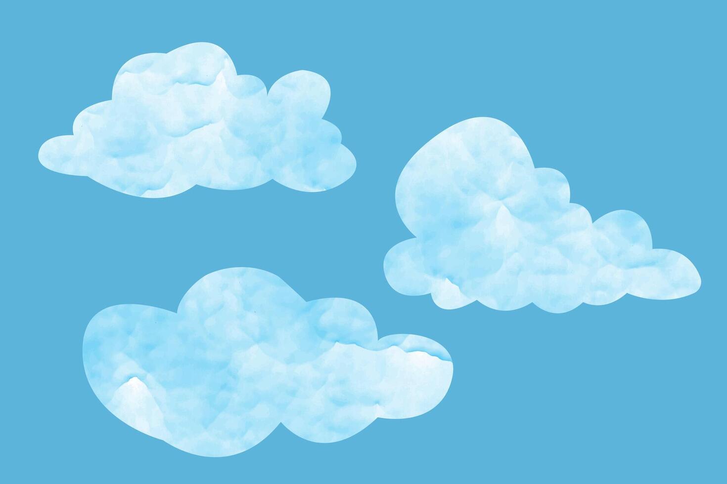 set of watercolor clouds on white background vector
