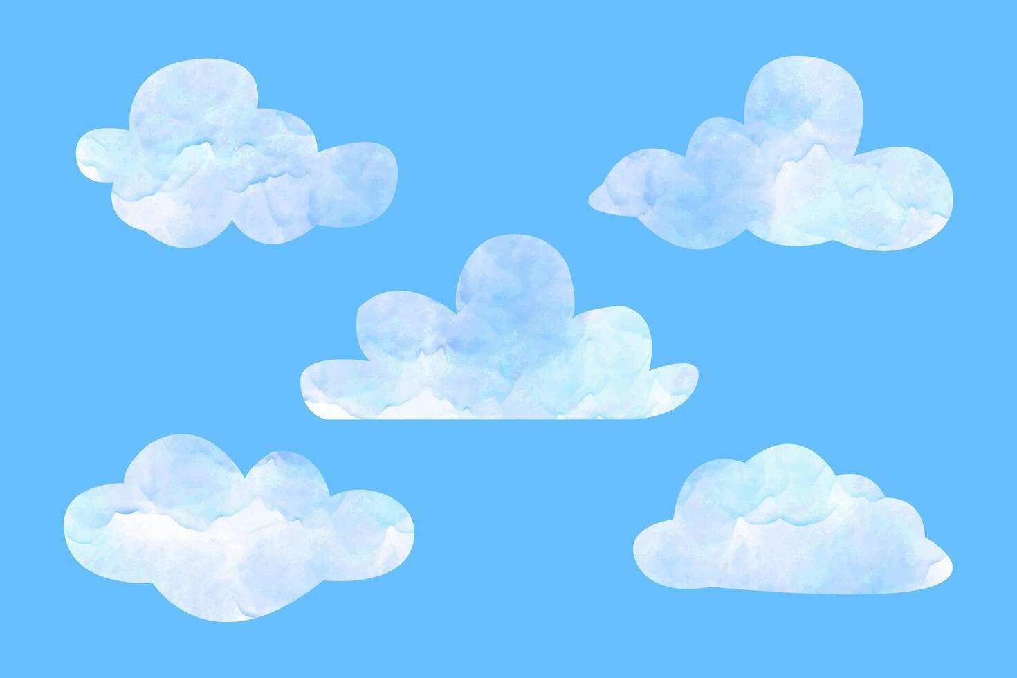 Set Of Clouds Watercolor vector
