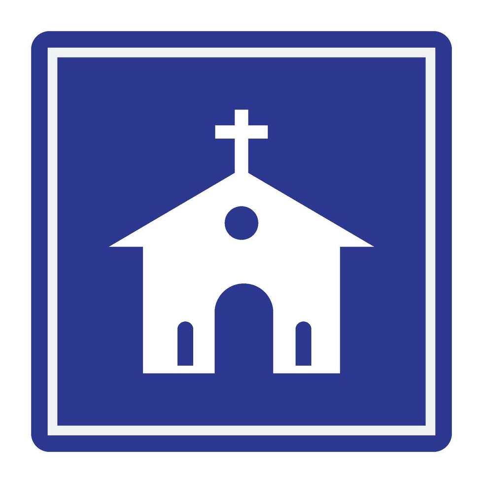 Traffic symbol and icon of place of worship, church vector