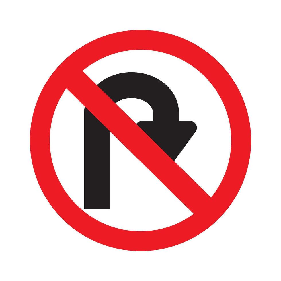 U-turn prohibition traffic symbol vector