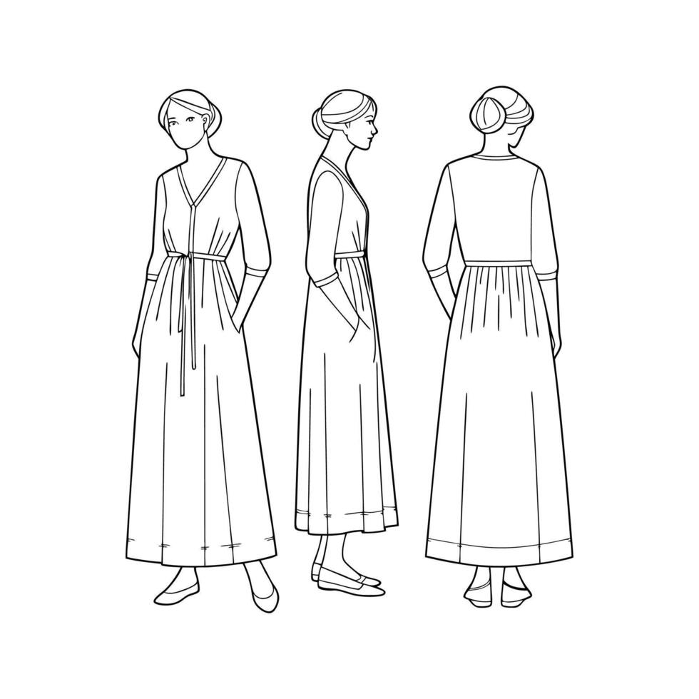 Three women's dresses in different styles vector
