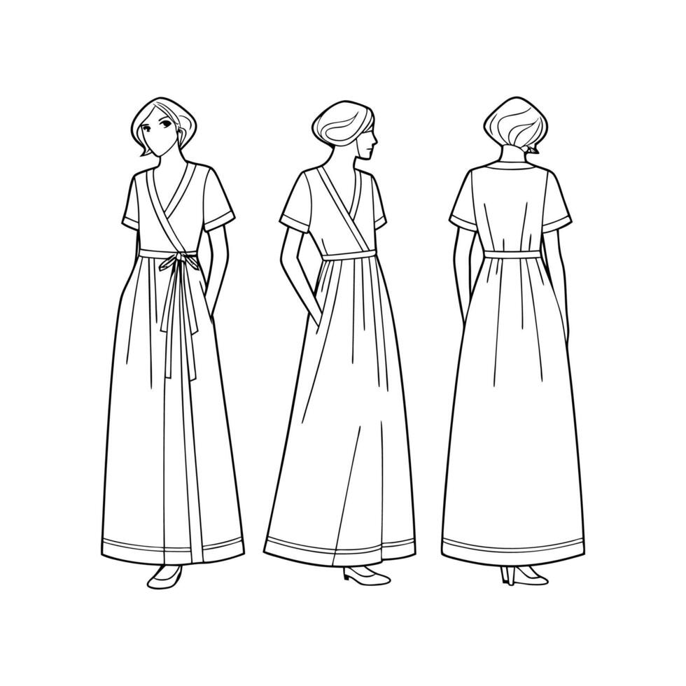 Three women's dresses in different styles vector