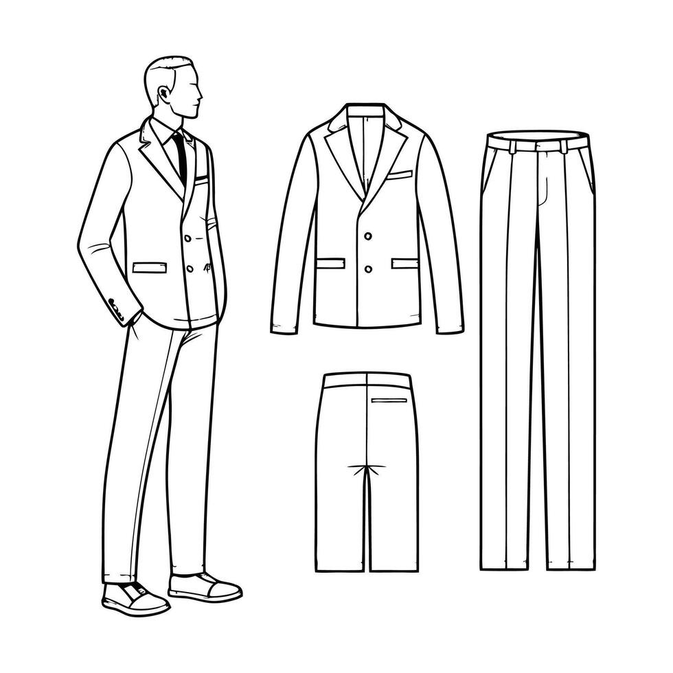 A drawing of a man in a suit and tie vector