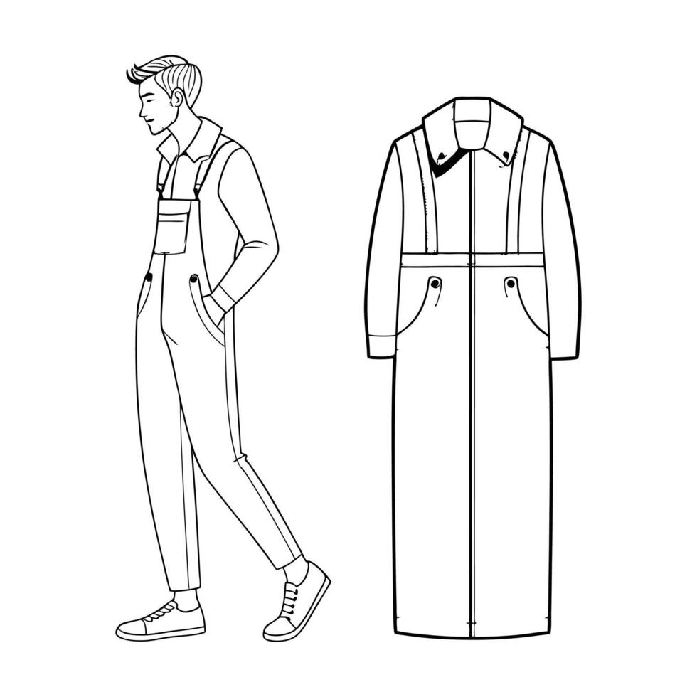 A man in overalls and a jacket vector