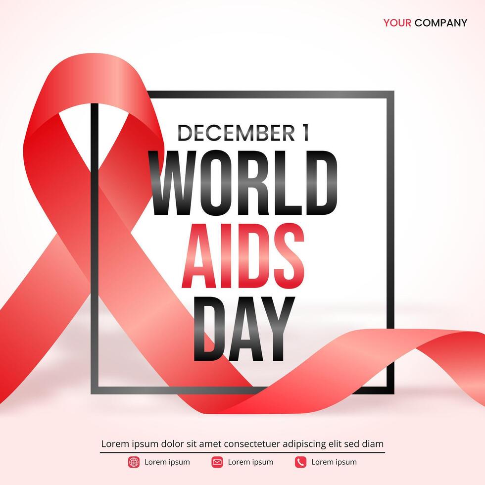 World Aids Day background with a red ribbon vector