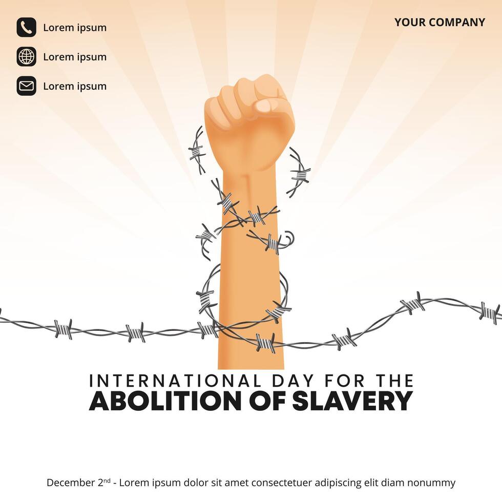 International Day For The Abolition Of Slavery with hands breaking chain vector