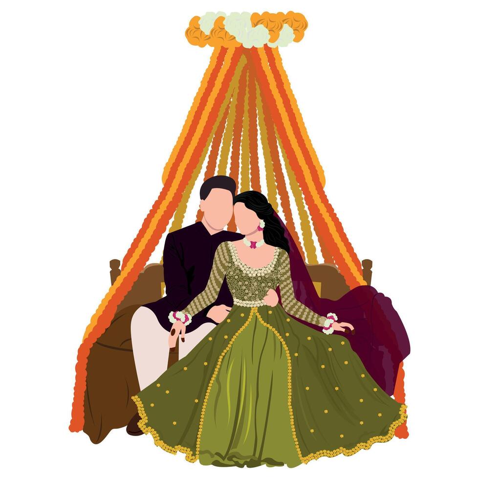 indian bride illustration vector