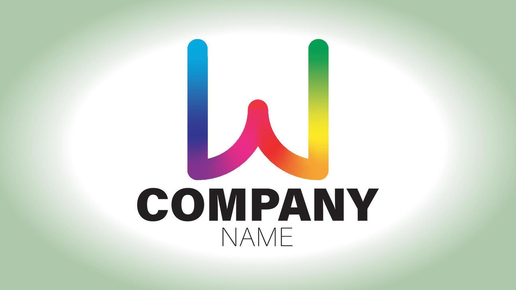 A rainbow letter w logo design vector