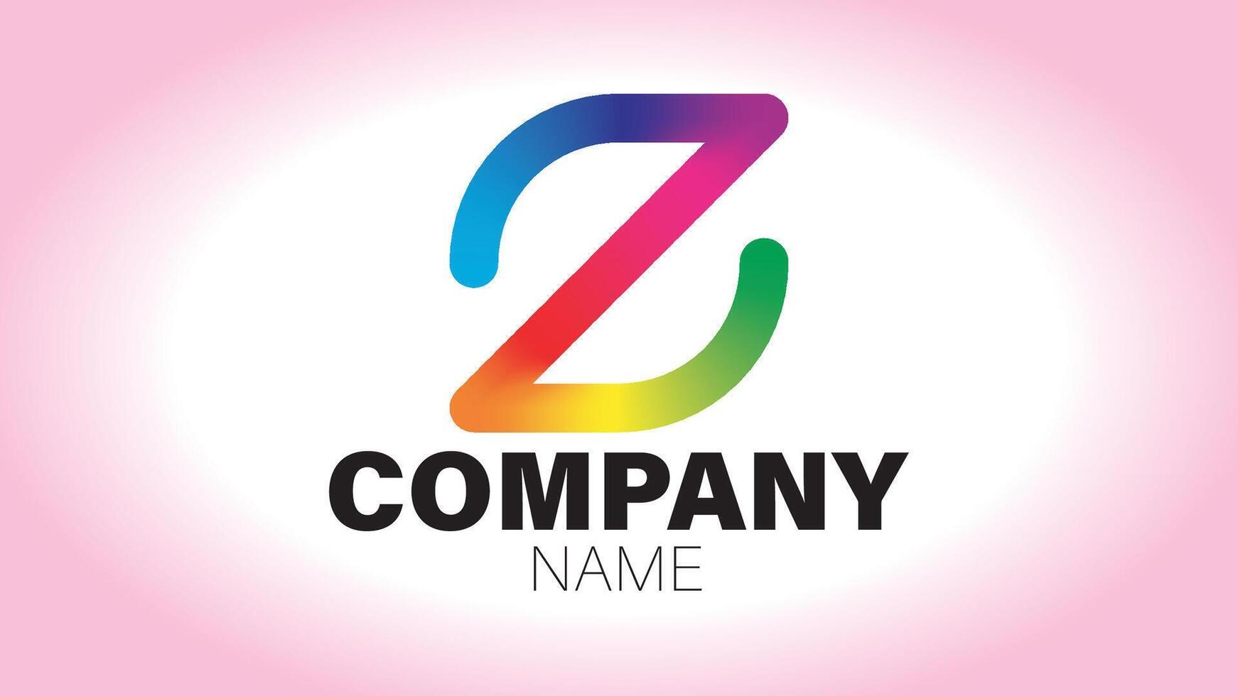 A rainbow letter z logo with a pink background vector