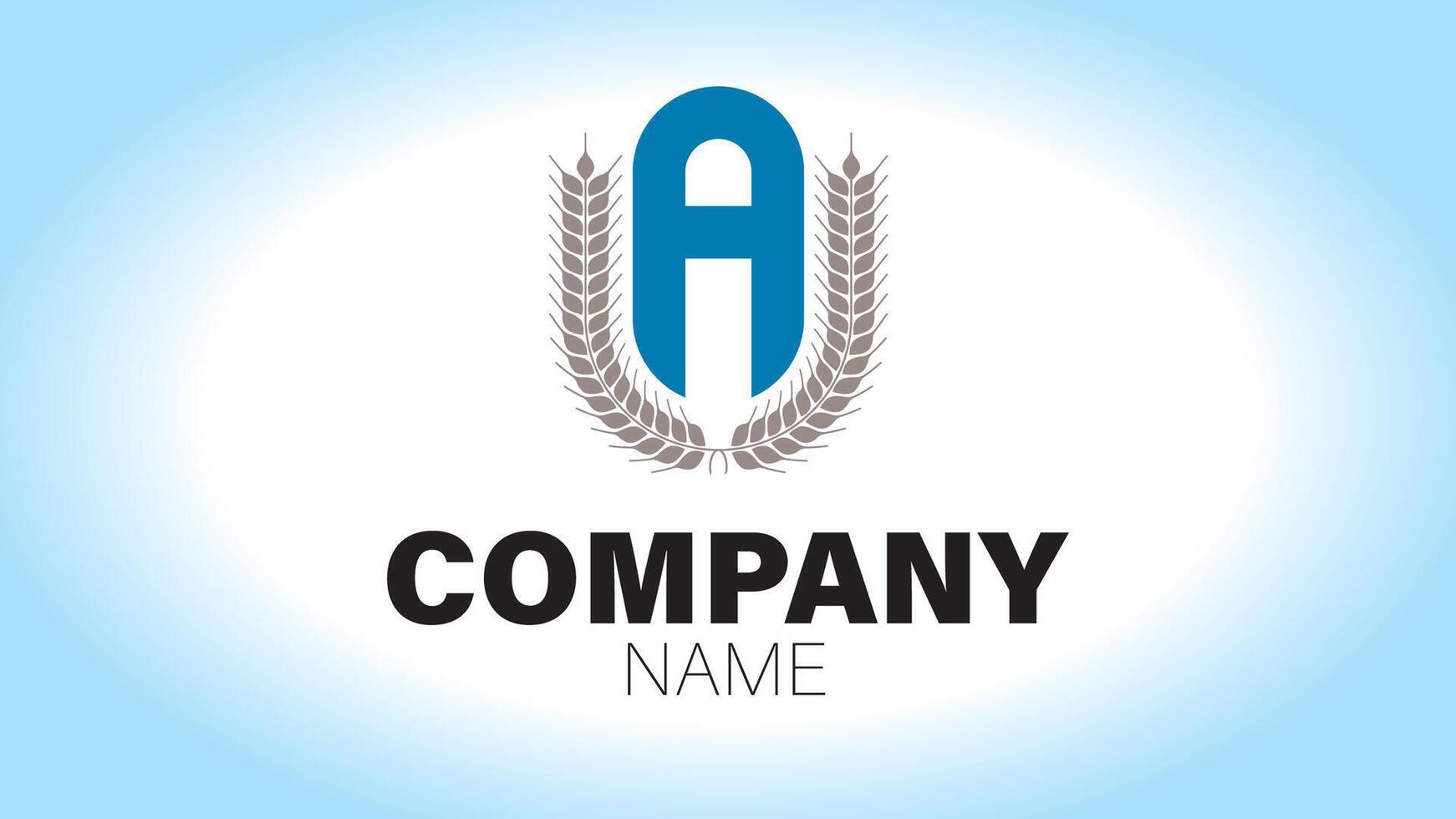 A letter a logo with wheat ears and a blue background vector