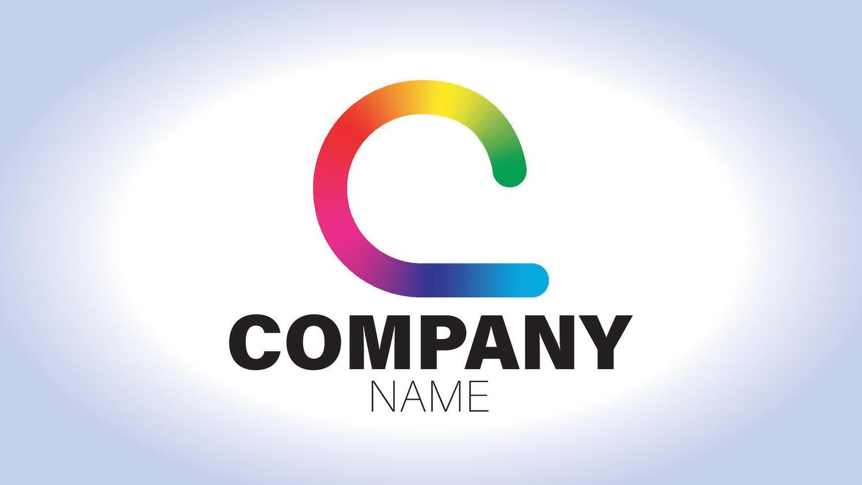 A rainbow colored letter c logo with a circle vector