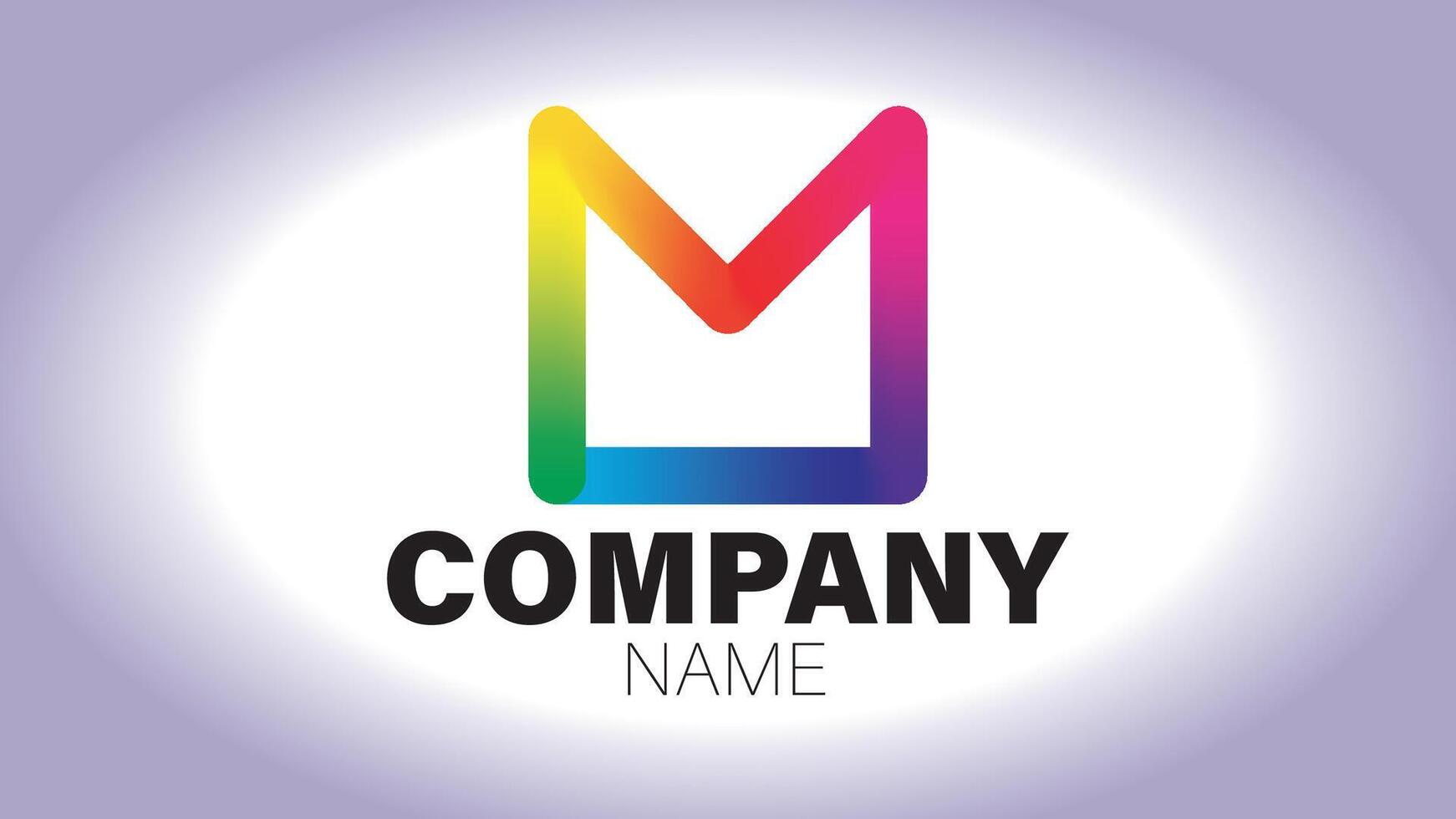 The letter m logo with a rainbow color vector