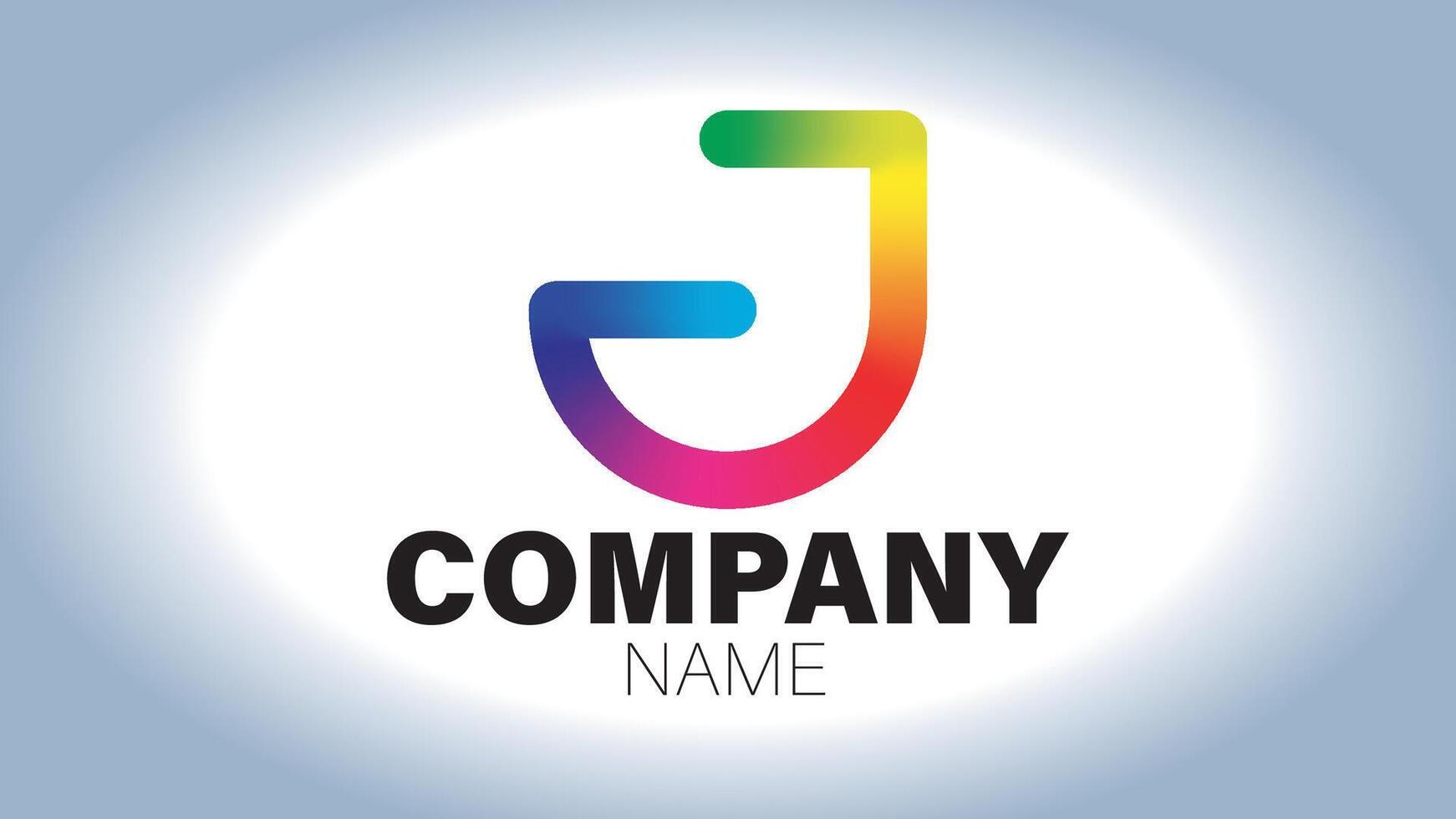 The letter j logo with a rainbow color vector