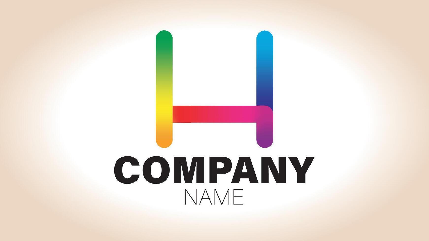 The letter h logo with rainbow colors vector