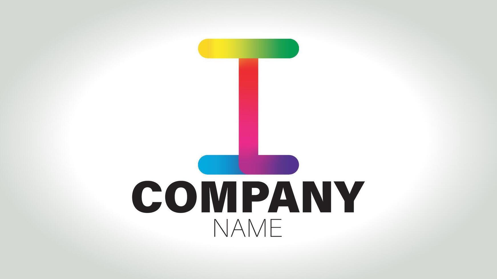 The letter i logo with a rainbow colored barbell vector