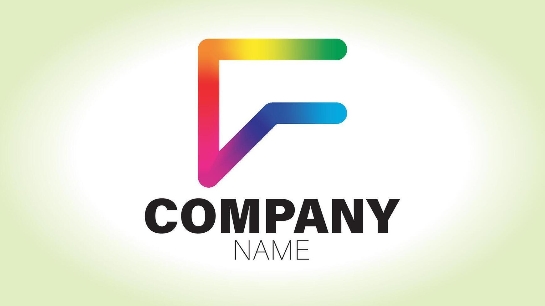 The letter f logo with a rainbow color vector