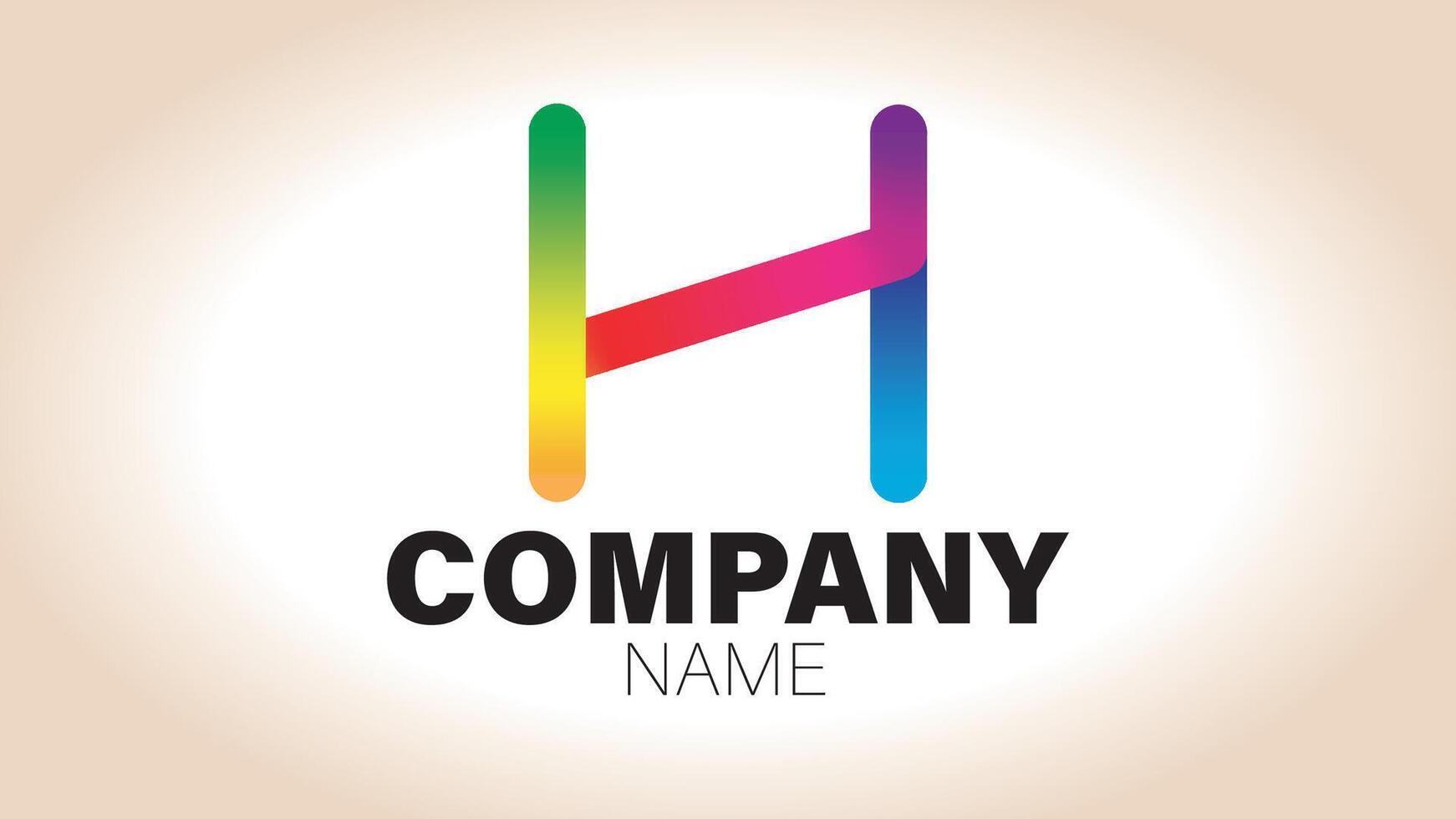 The letter h logo with rainbow colors vector