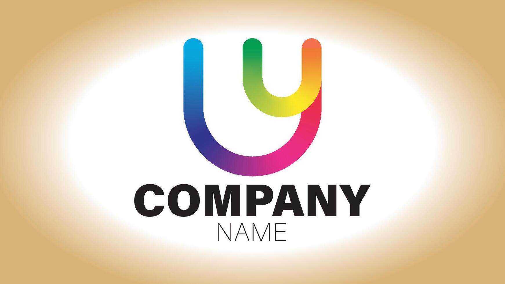 A colorful letter u logo with a circle in the middle vector