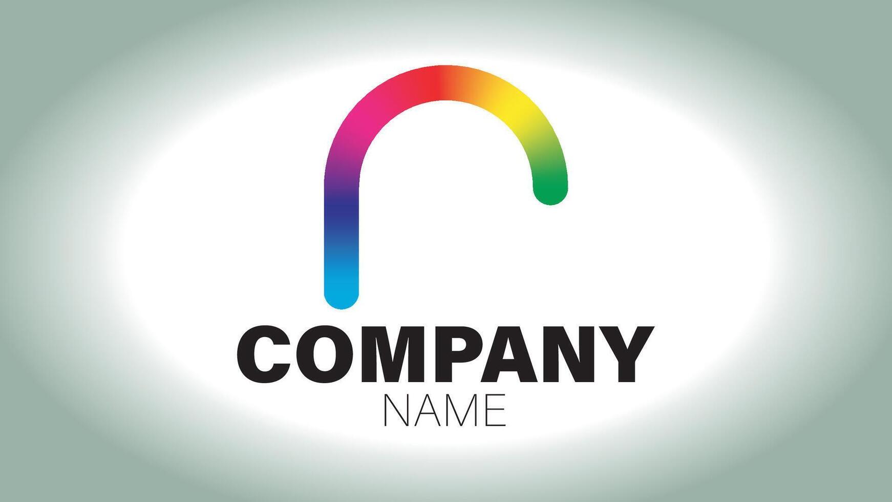 A rainbow logo with the letter n vector