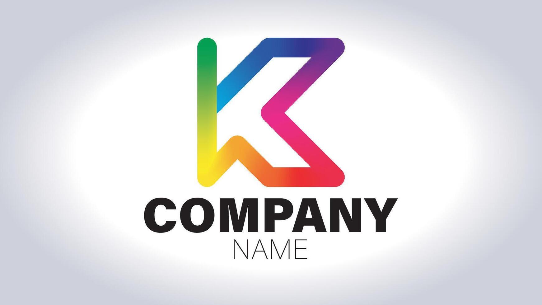 The letter k logo with rainbow colors vector