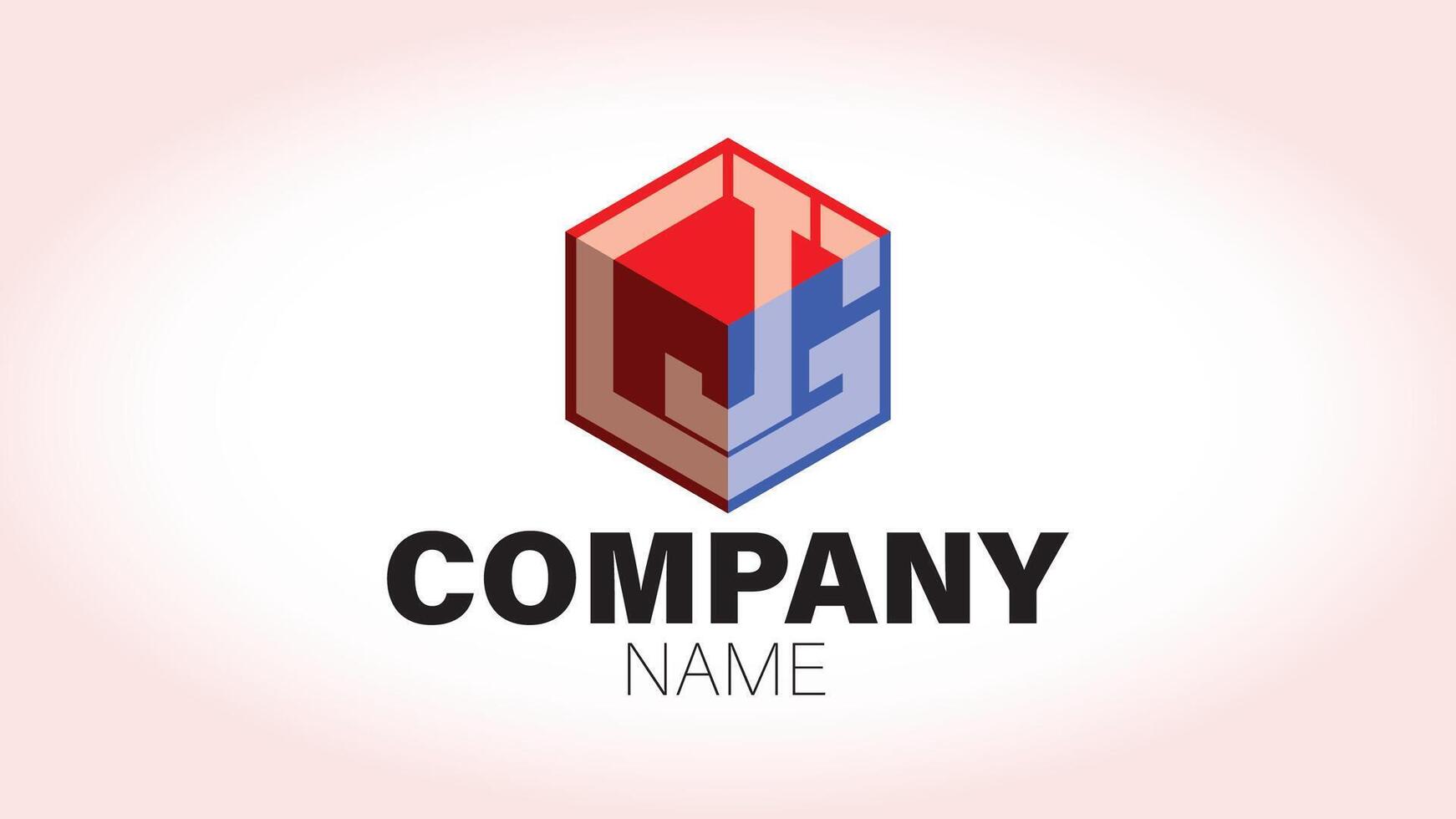 The letter j logo design with a red and blue cube vector