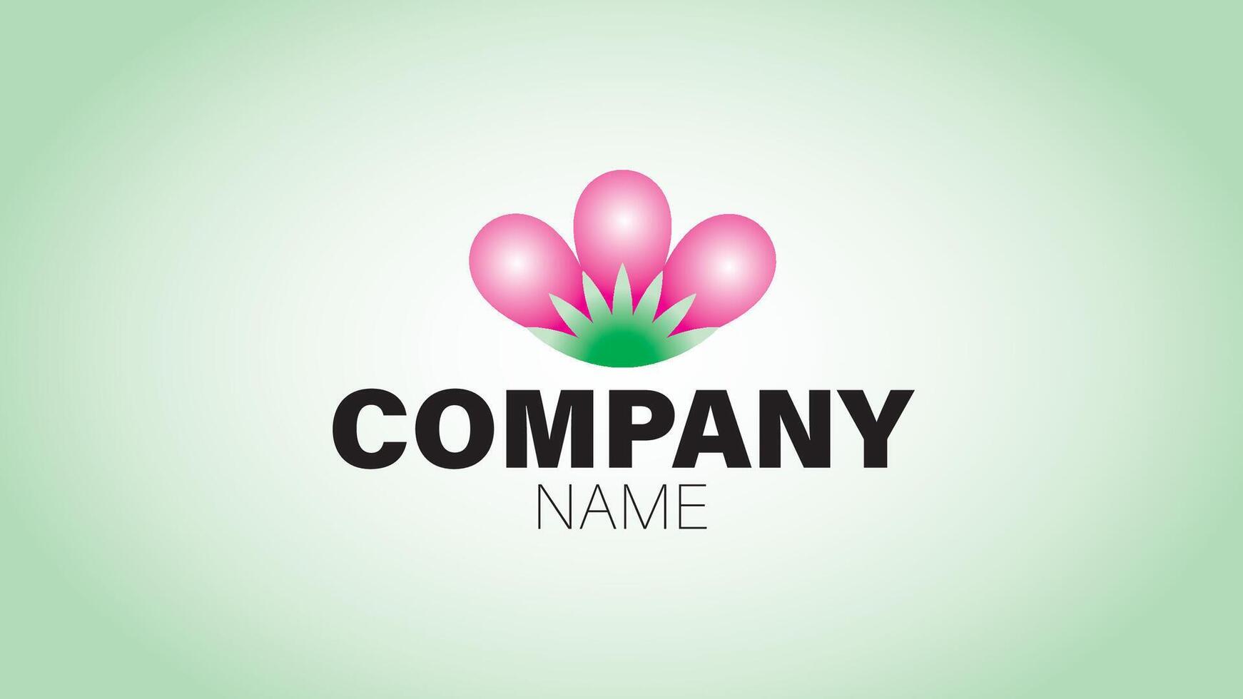 A pink flower logo with the word company name vector