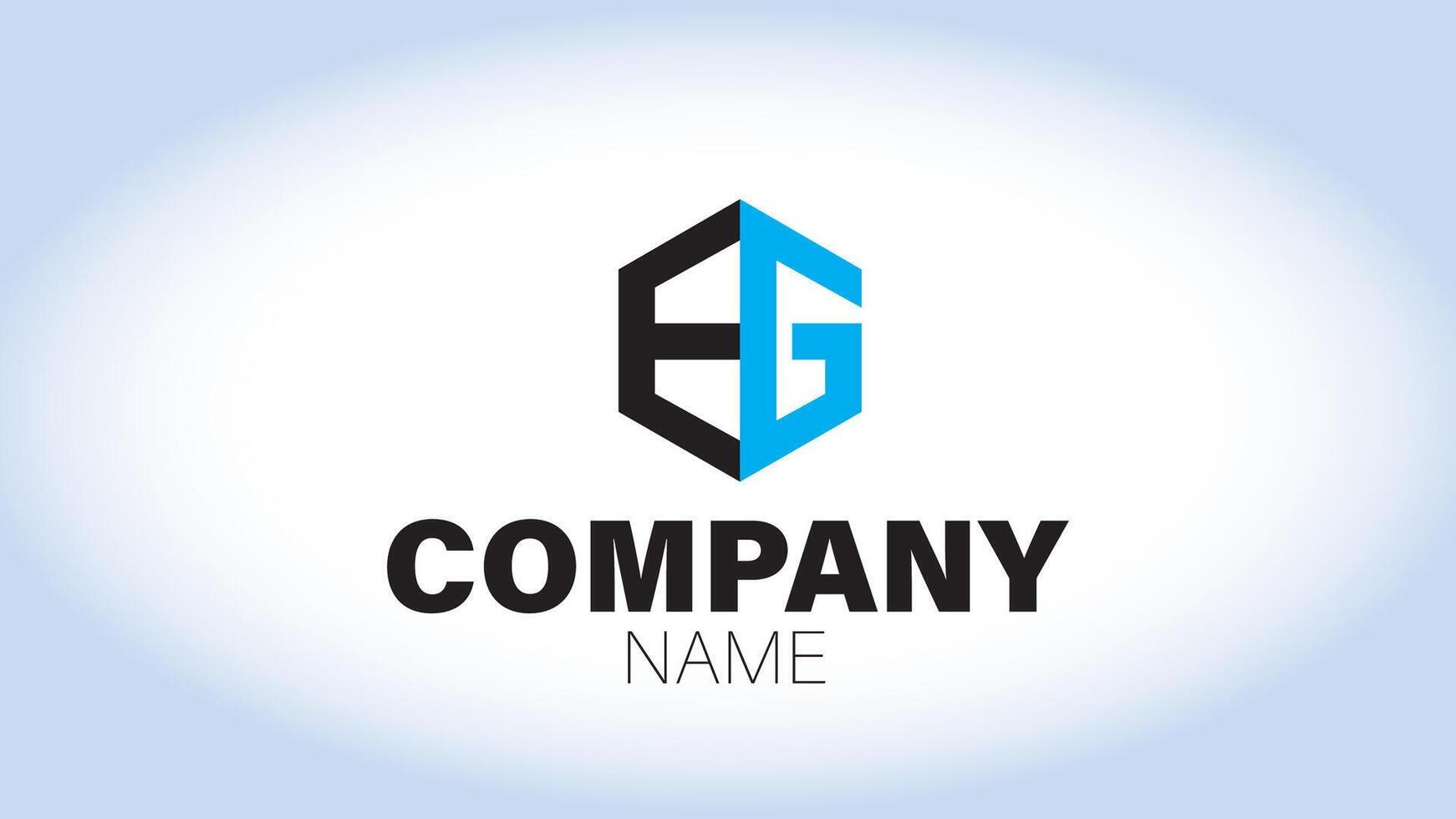 The letter e logo design with a blue and black vector