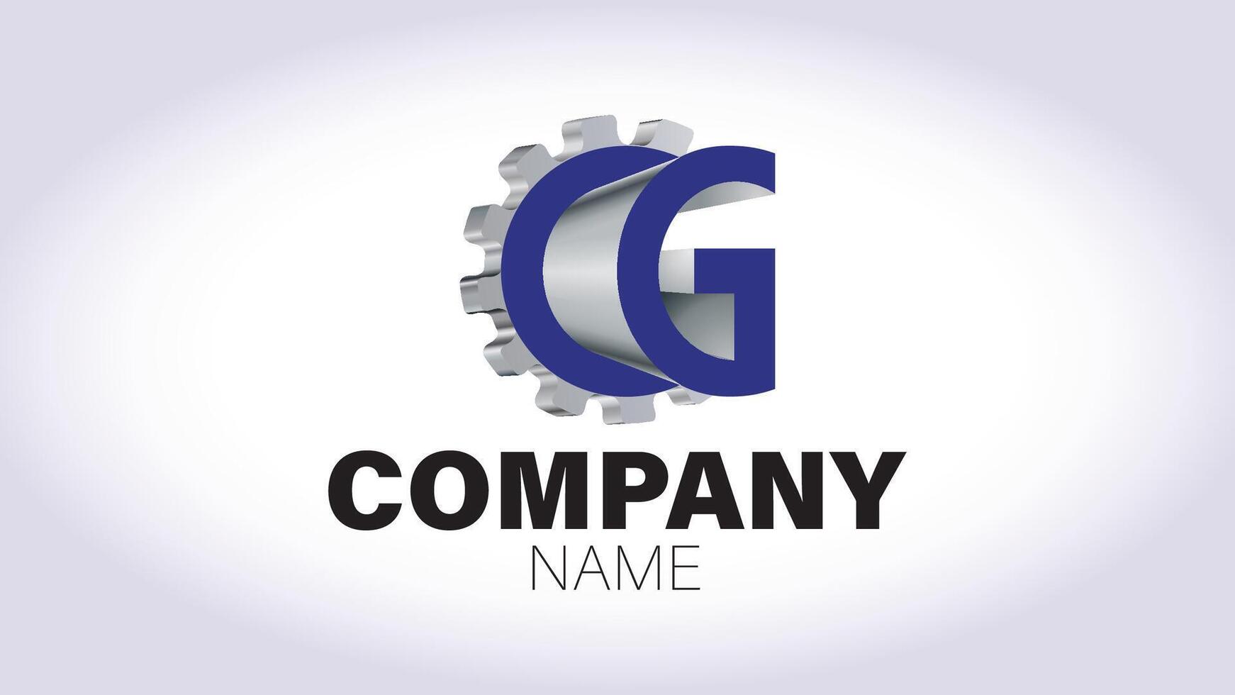 The letter g logo with gears and a blue background vector