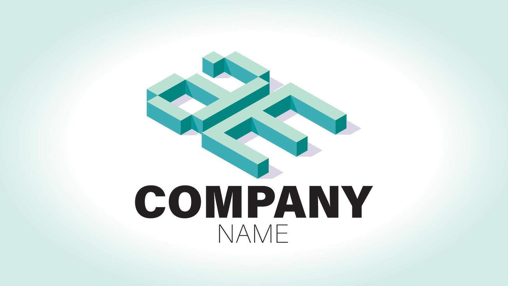 A logo with a blue and green 3d shape vector