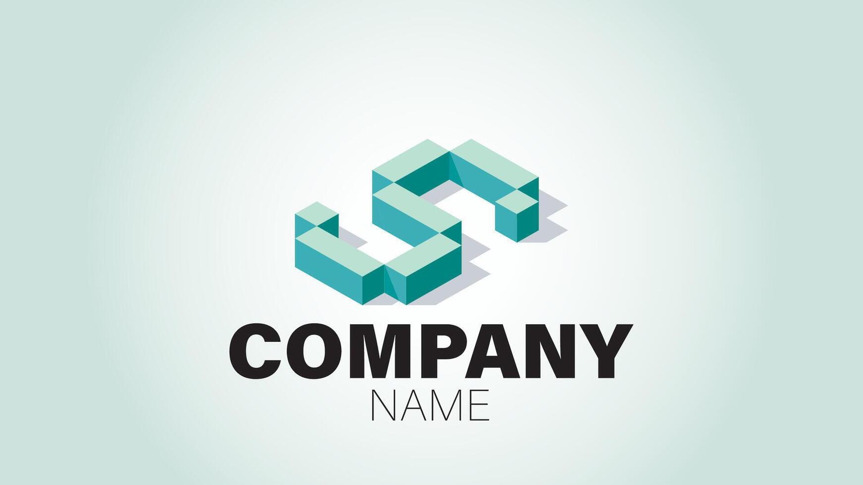 A letter s logo with a blue and green cube vector