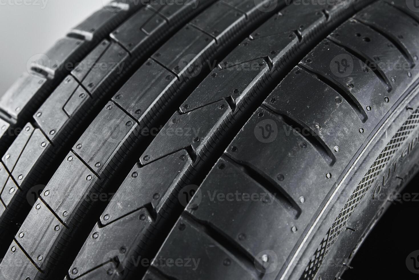 Close up on new summer tire with tread pattern photo