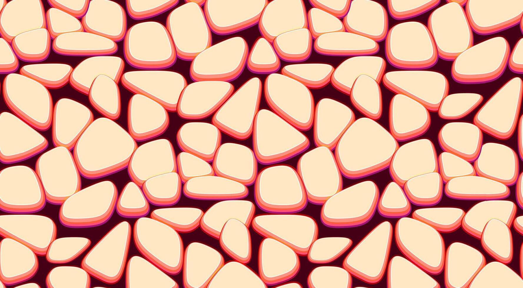 A pattern of rocks in pink and orange vector