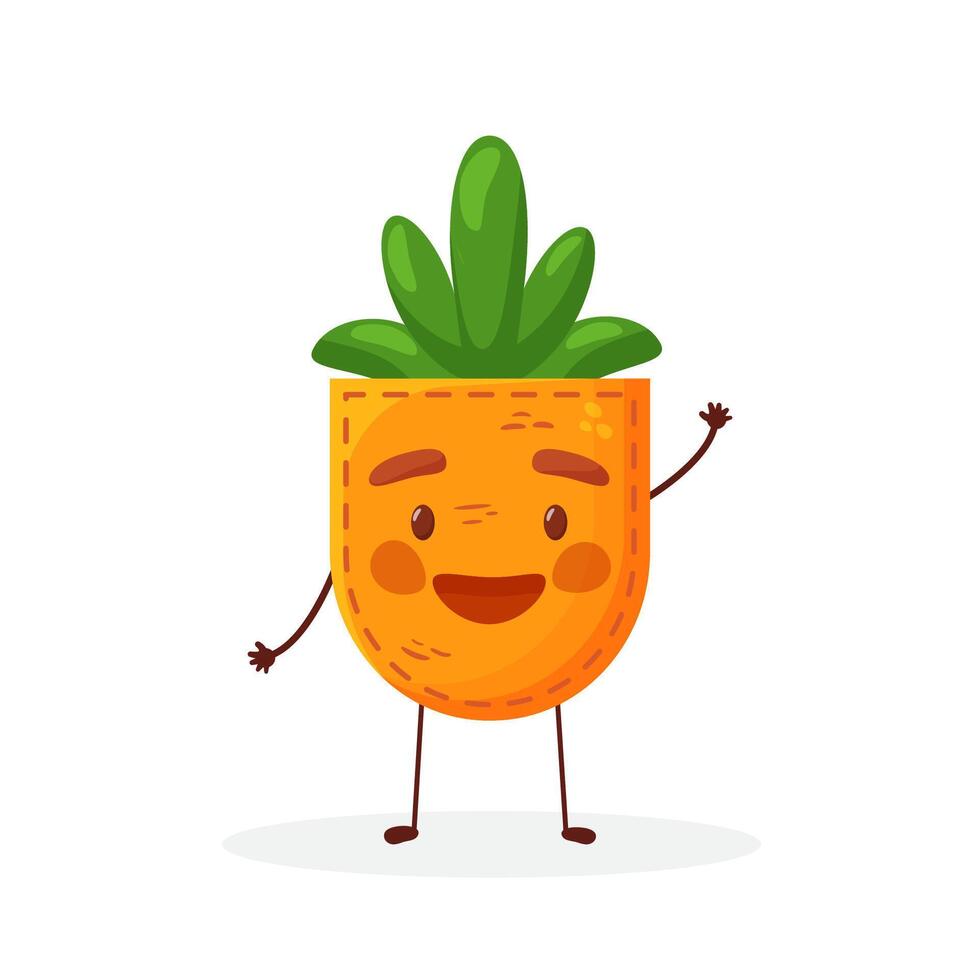 Carrot-shaped patch pocket. Character pocket carrot. Cartoon style. Isolated on white background. Design element. Template for your shirts, books, stickers, cards, posters. vector