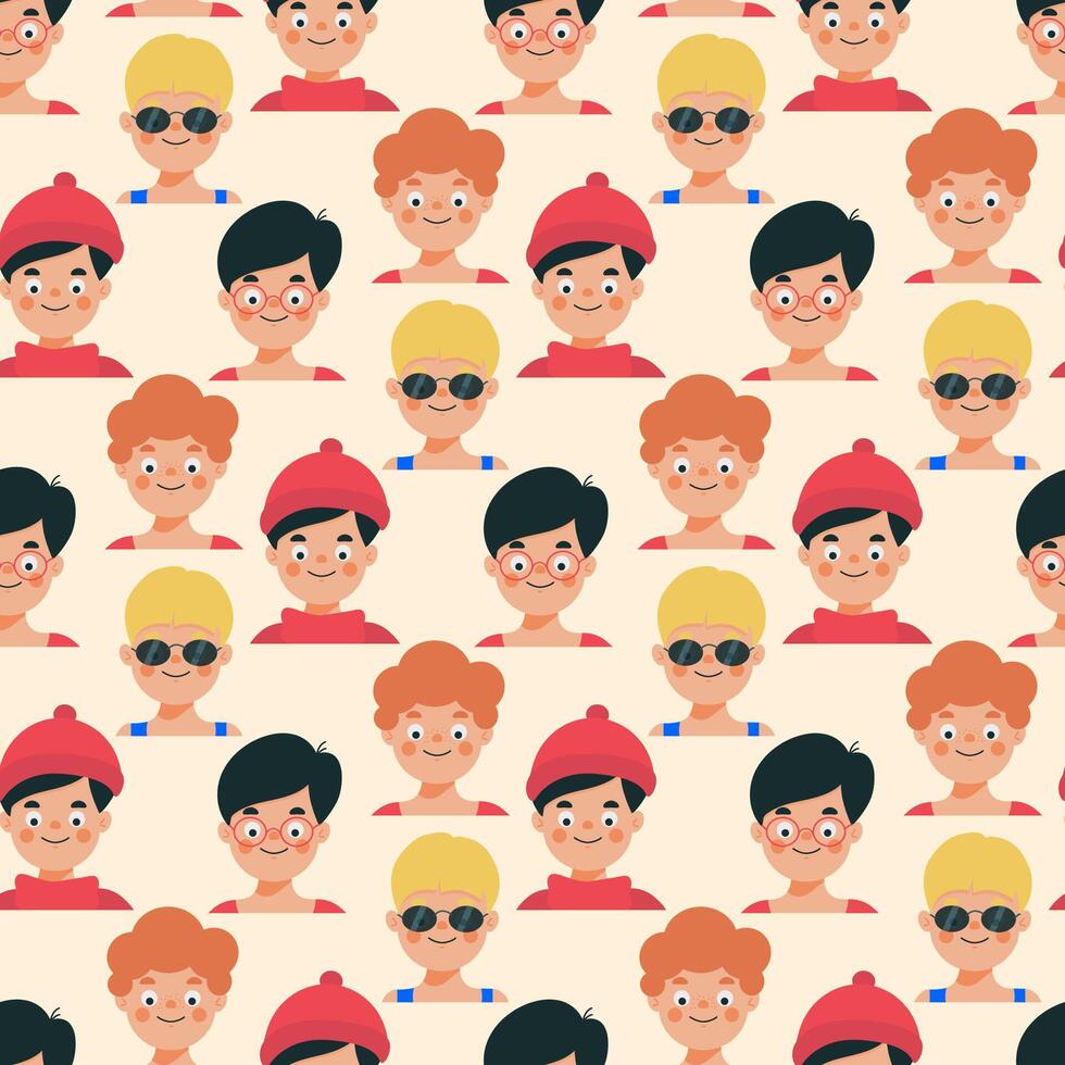 Seamless pattern with men faces. Design element for Fathers Day concept and other use. vector