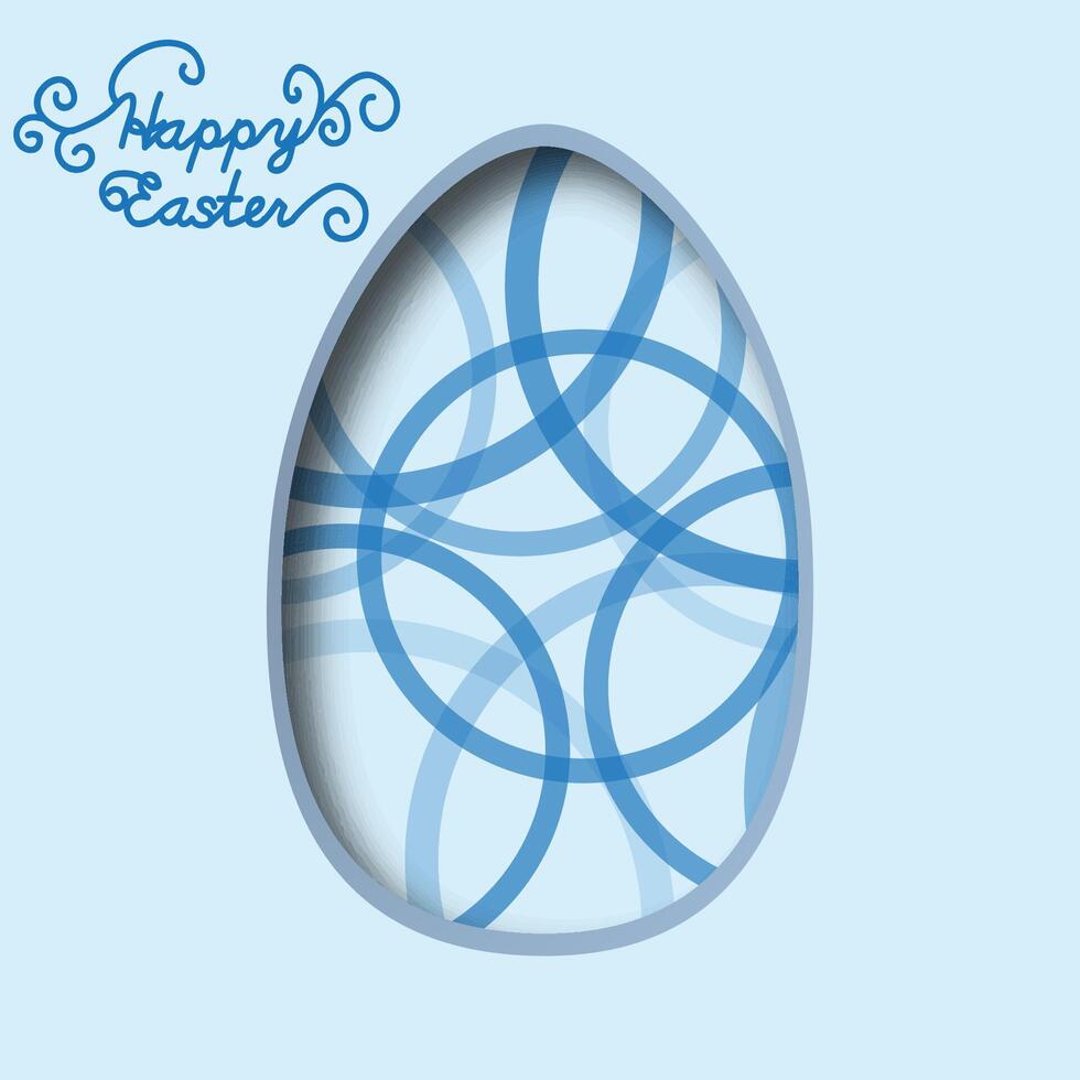 Happy Easter greeting card. 3d paper cut easter egg concept design background. Paper carving egg shape with shadow. vector