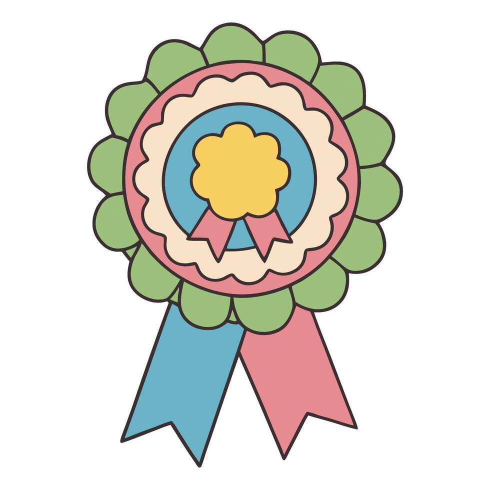 Award ribbon illustration with pastel colors and simple flat design vector