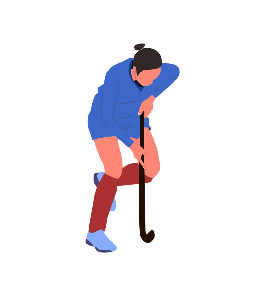 Illustration element of a woman playing hockey. for additional sports design vector