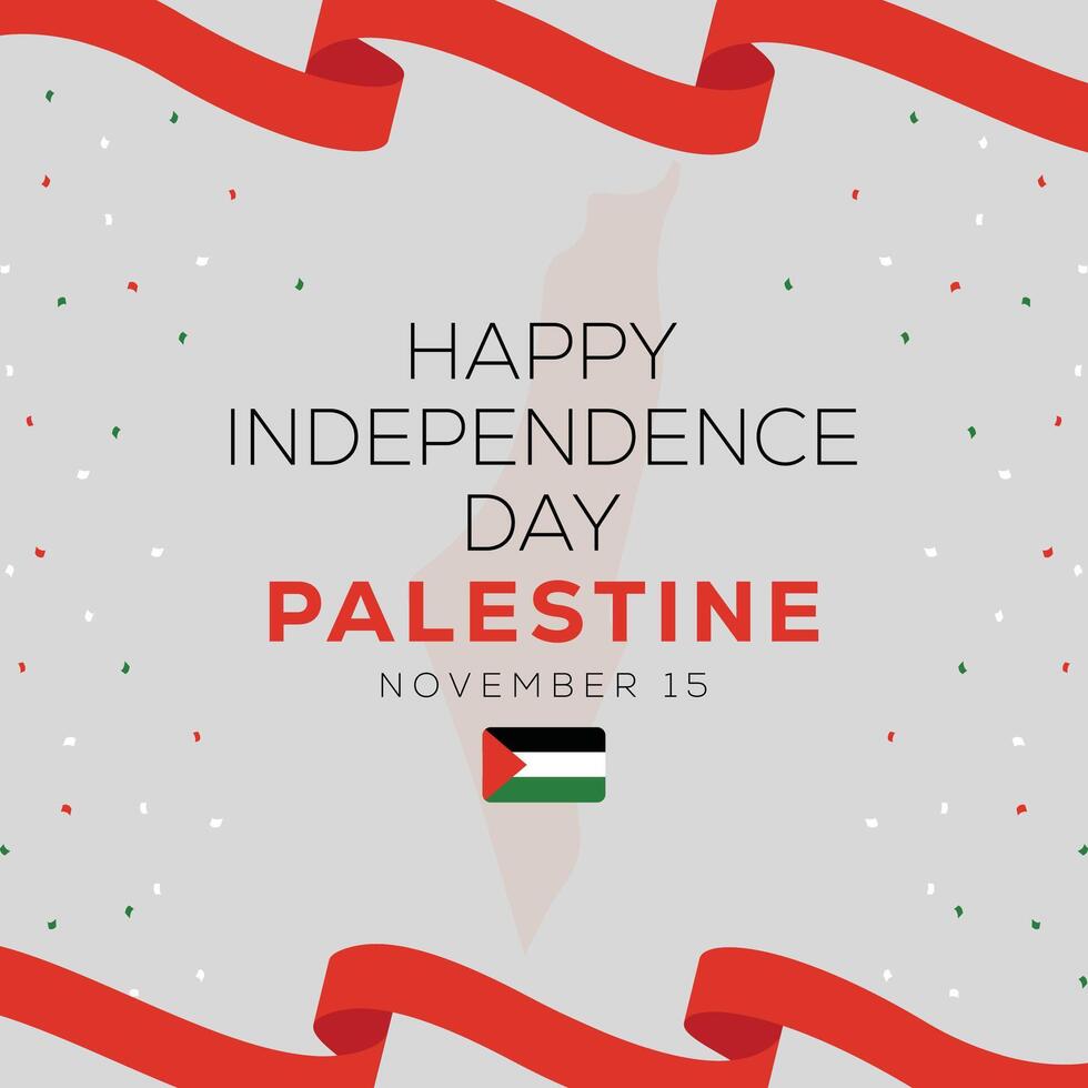 Happy independence day palestine map illustration vector