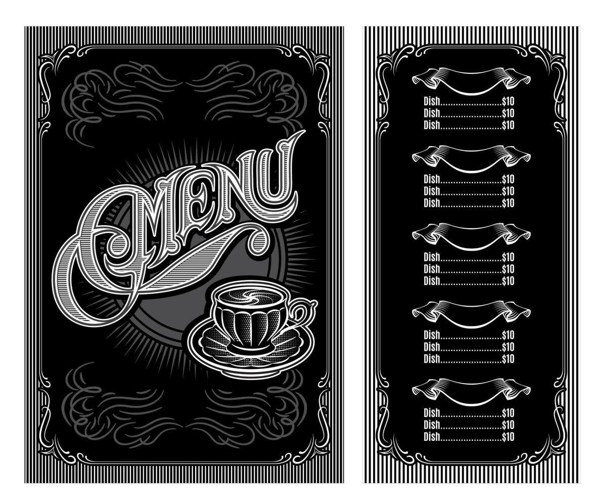 black and white pattern for coffee menu vector