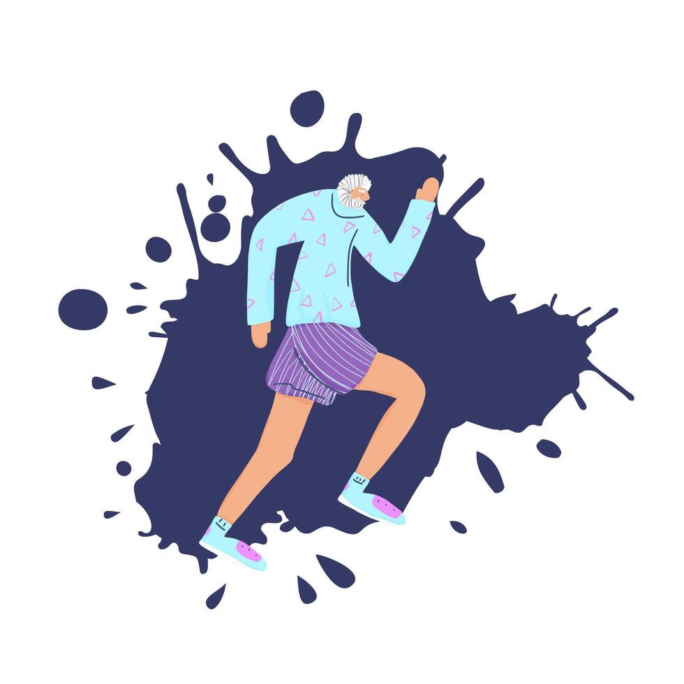 Runner. Old person jogging isolated. design vector