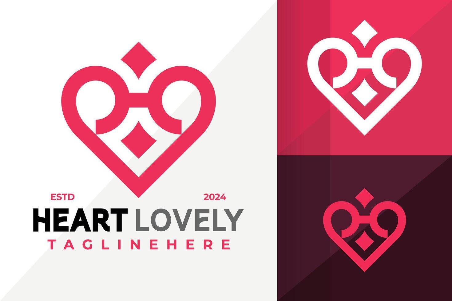 Letter H Heart Lovely Logo Icon Design vector