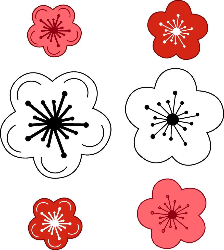 Chinese new year blooming flowers. graphic cartoon isolated illustration vector