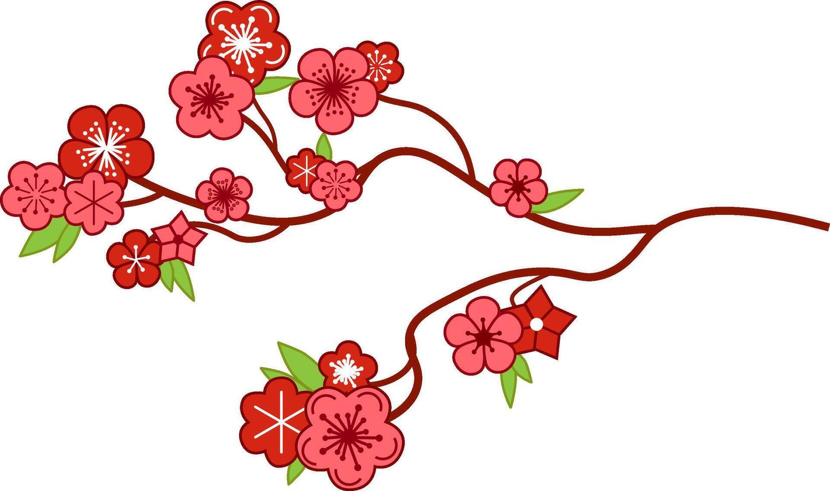 Sakura branch flower on white background. cartoon graphic Elements are isolated on a white background. Design for printing on cards, invitations vector