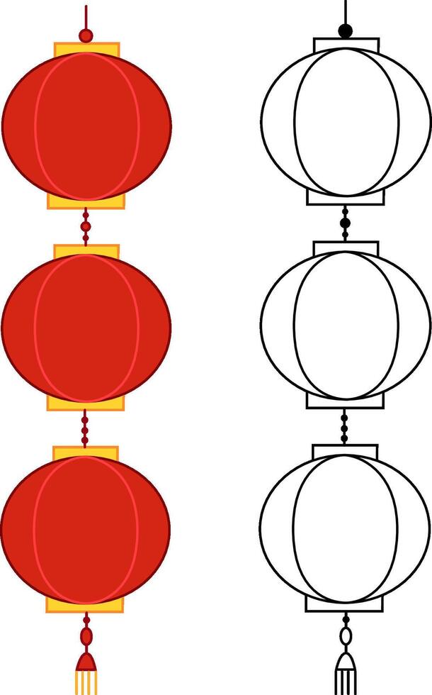 Chinese Lantern New Year red and gold. for banner, greeting card. isolated cartoon illustration vector
